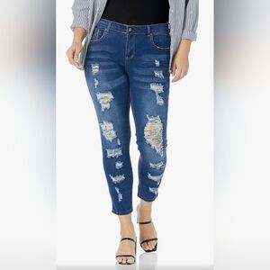 dollhouse Women's Front and Back Destructed Junior Plus Medium Skinny